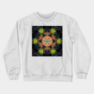 Mosaic Kaleidoscope Flower Orange Yellow and Blue Crewneck Sweatshirt